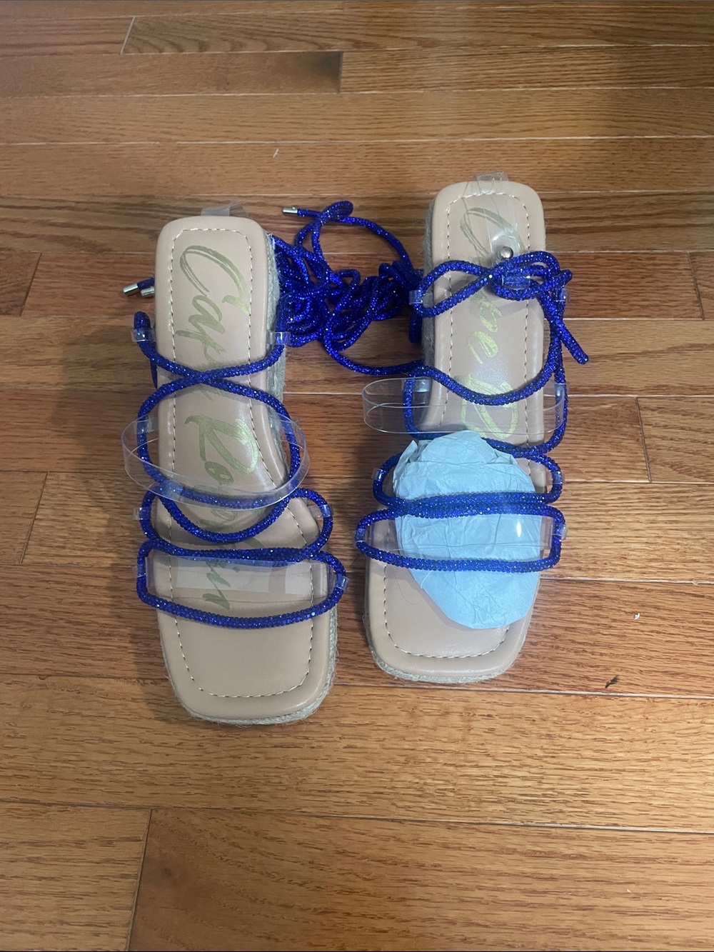 Cape Robbin Royal Blue Strappy Lace-Up Sandals